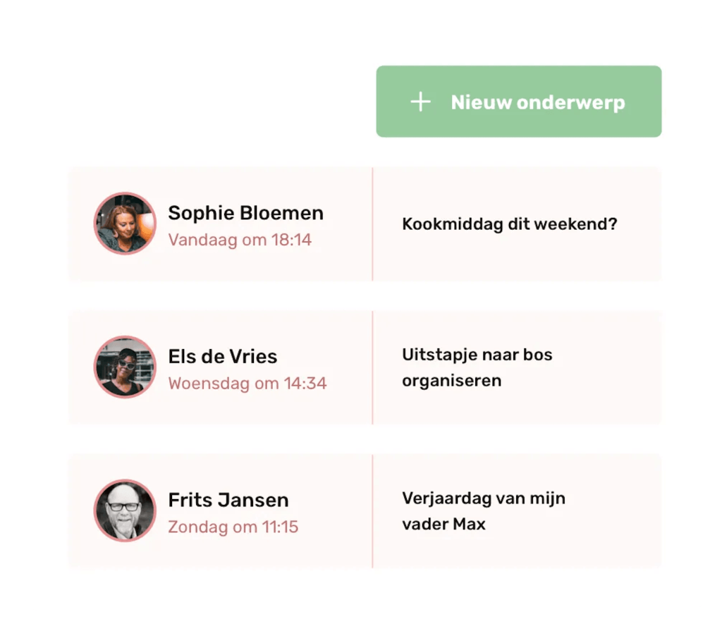 Het forum van een afdeling in Familienet