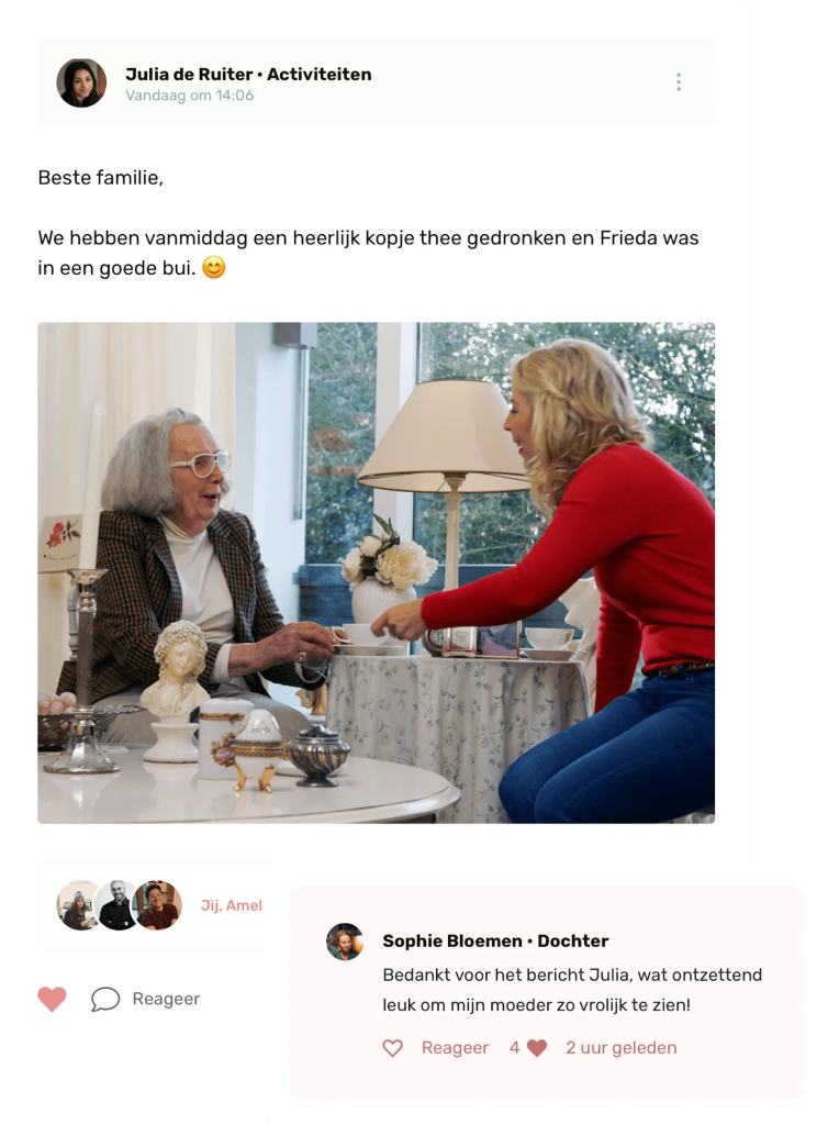 Een bericht met foto en reacties in Familienet