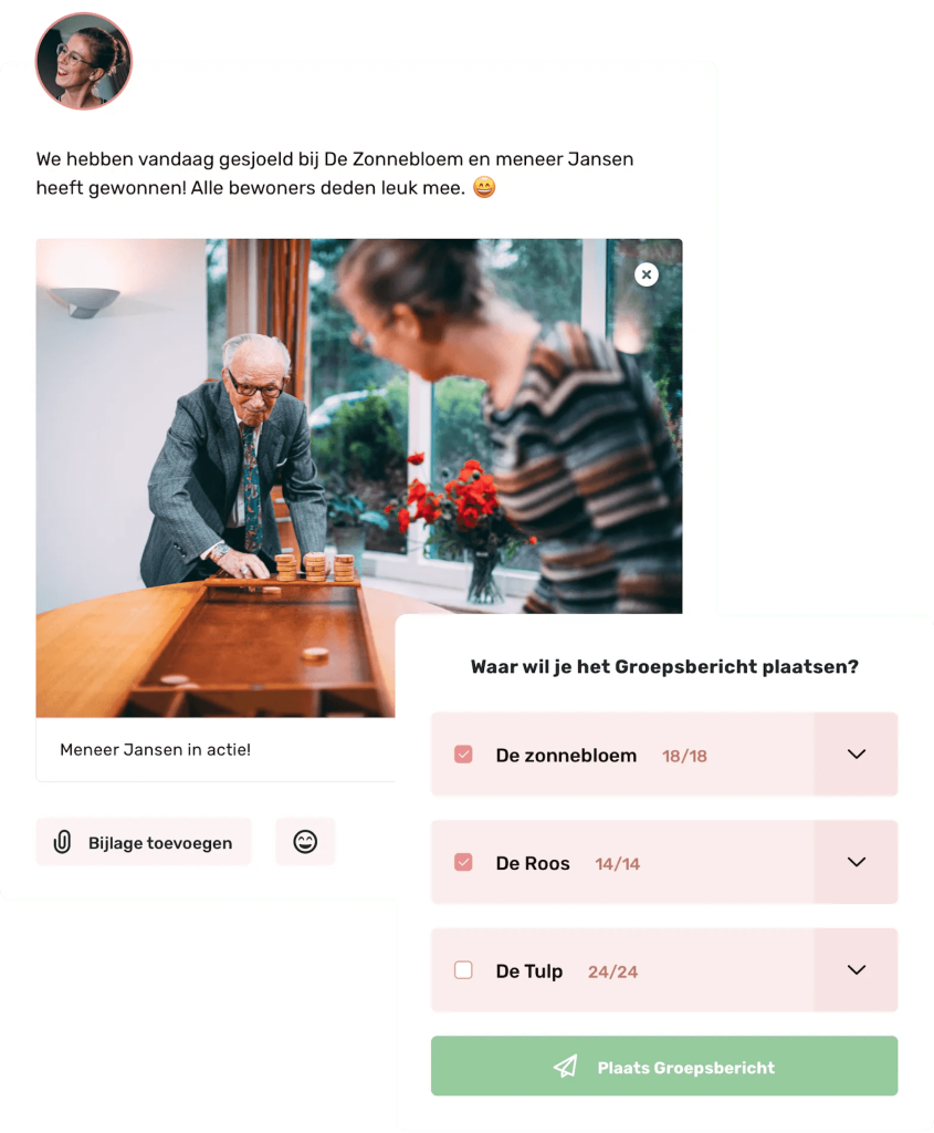 Een groepsbericht in Familienet